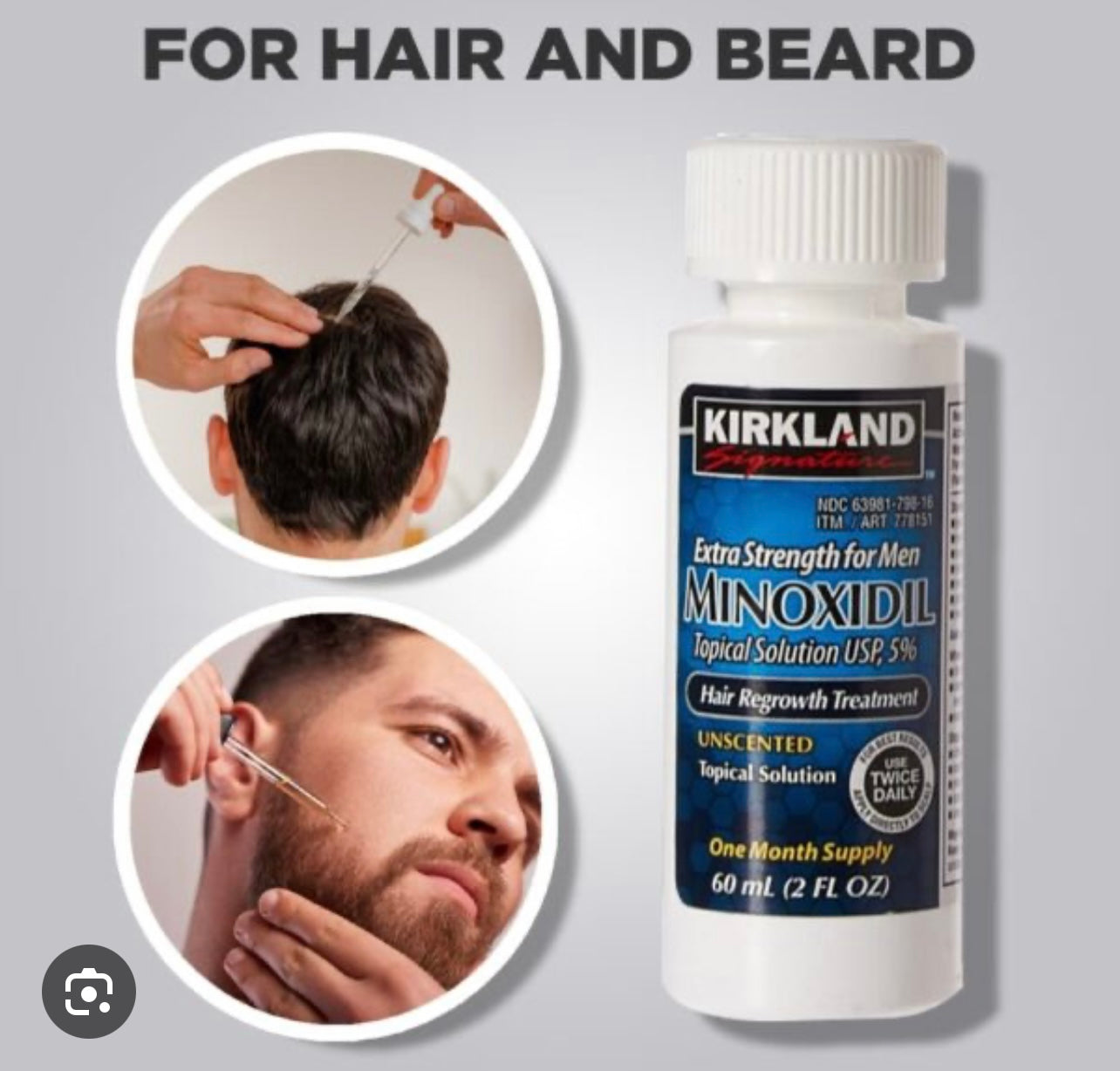 Minoxidil pour Barbe et Cheuveux